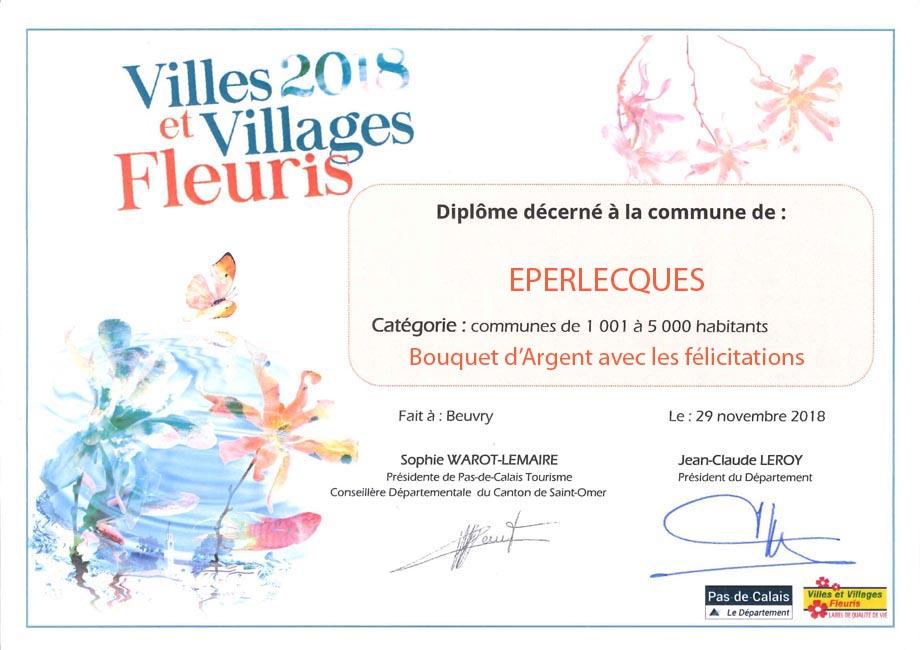 Diplome eperlecques village fleuri 2018